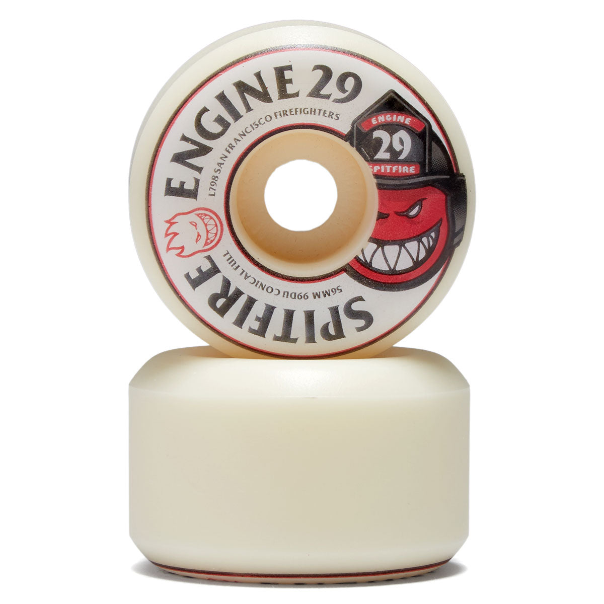 Spitfire x Engine 29 F4 99 Conical Full Skateboard Wheels - Natural - 56mm image 2