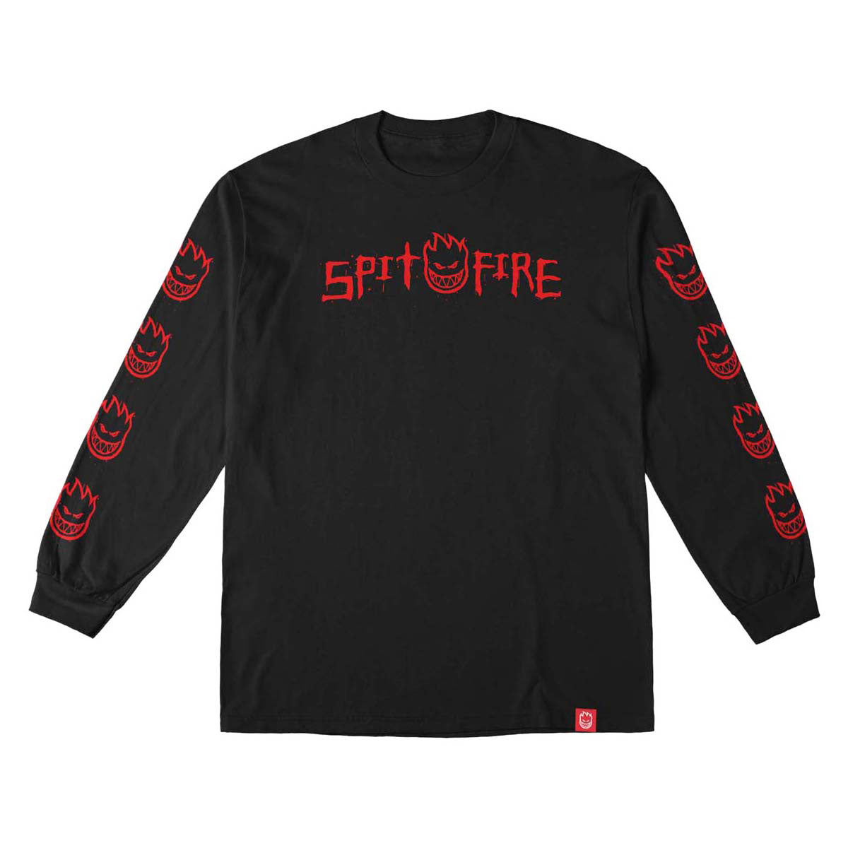 Spitfire Rough Scribble Bighead Sleeve Long Sleeve T-Shirt - Black/Red Prints image 1