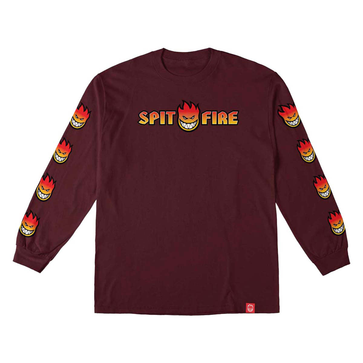Spitfire OG Split Bighead Fade Fill Sleeve Long Sleeve T-Shirt - Maroon/Multi Color Prints image 1