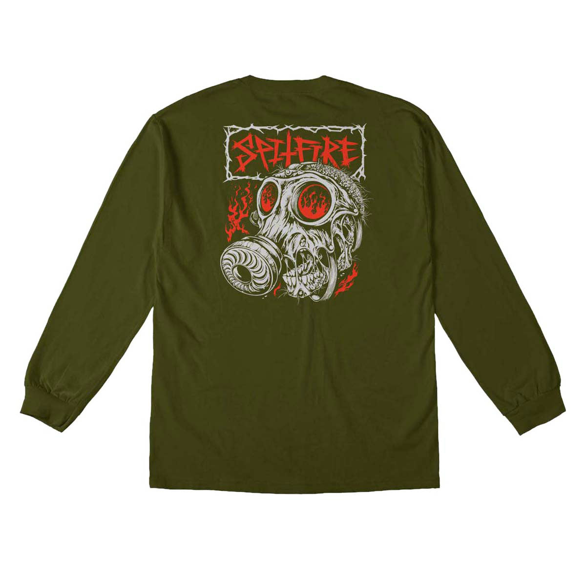 Spitfire Gas Mask Long Sleeve T-Shirt - Military Green/Multi Color Prints image 1