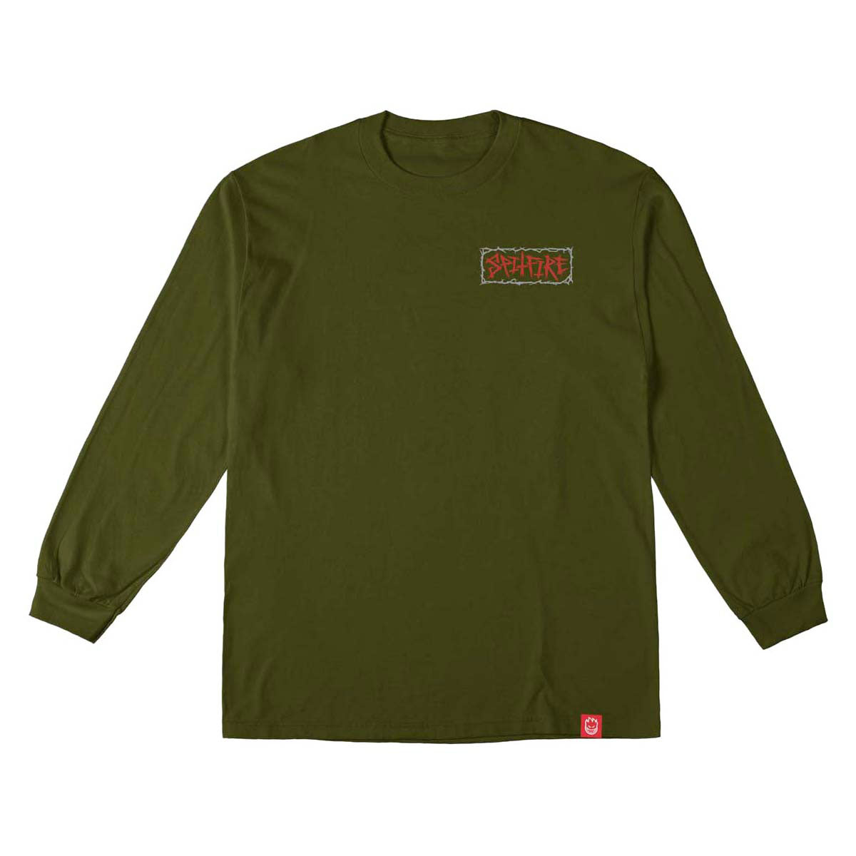Spitfire Gas Mask Long Sleeve T-Shirt - Military Green/Multi Color Prints image 2