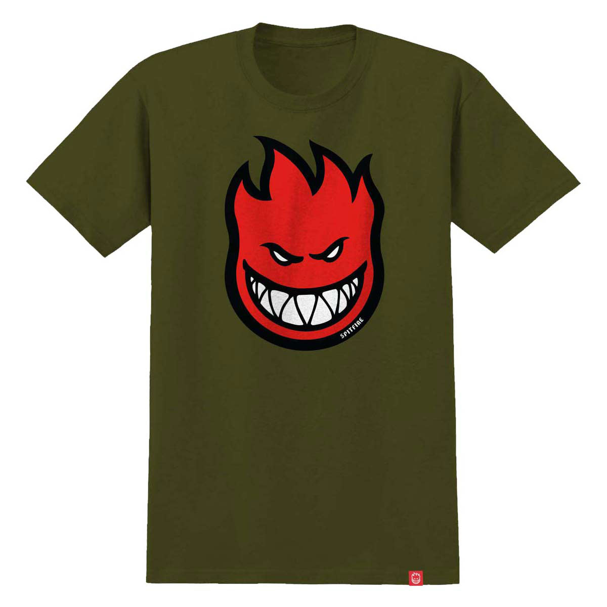 Spitfire Bighead Fill T-Shirt - Military Green/Red/Black/White Print image 1