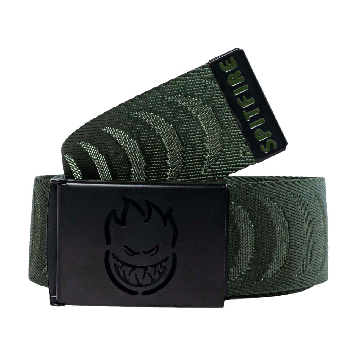 Spitfire Bighead Cut Out Crescent Jacquard Belt - Olive/Black image 1