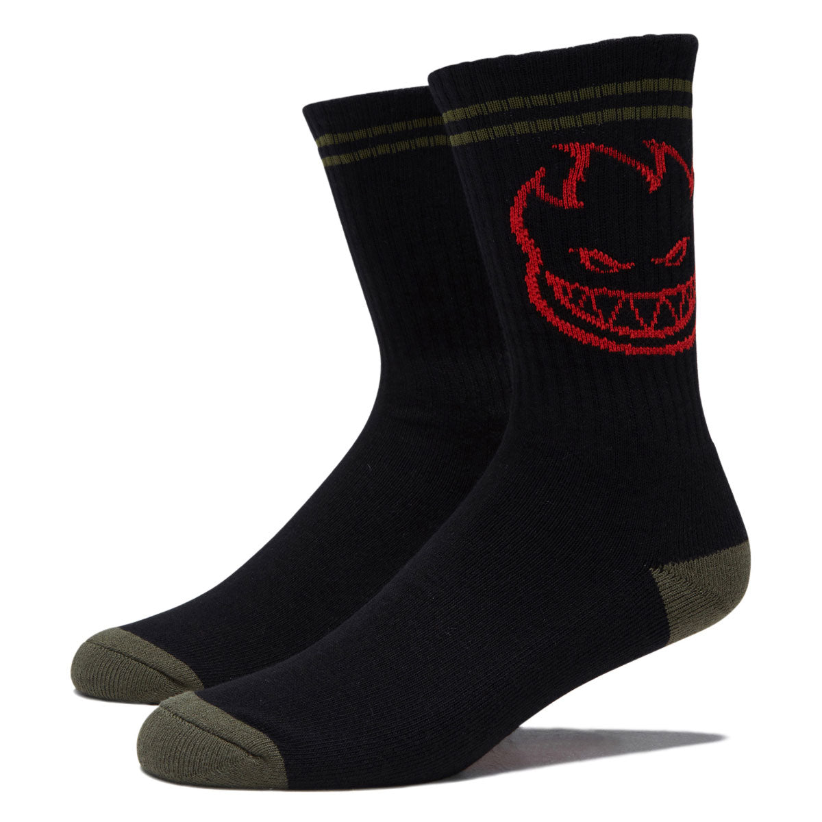 Spitfire Bighead Socks - Black/Olive/Red image 1