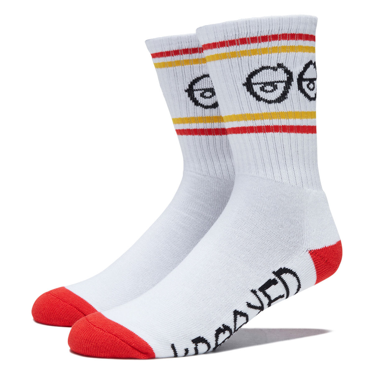 Krooked Eyes Socks - White/Red/Navy/Yellow image 1