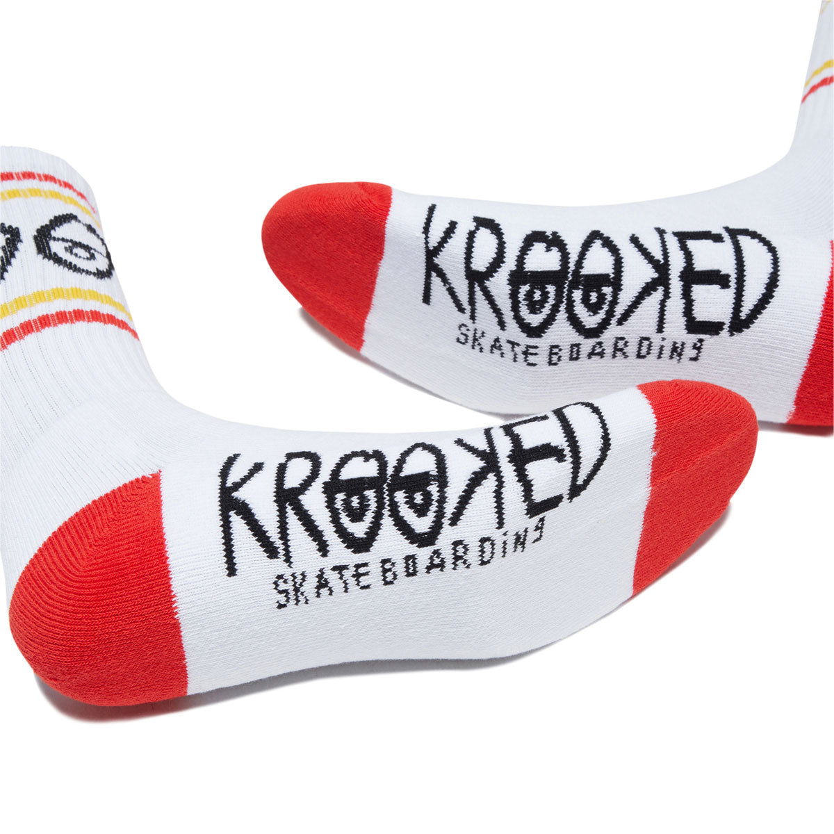 Krooked Eyes Socks - White/Red/Navy/Yellow image 3
