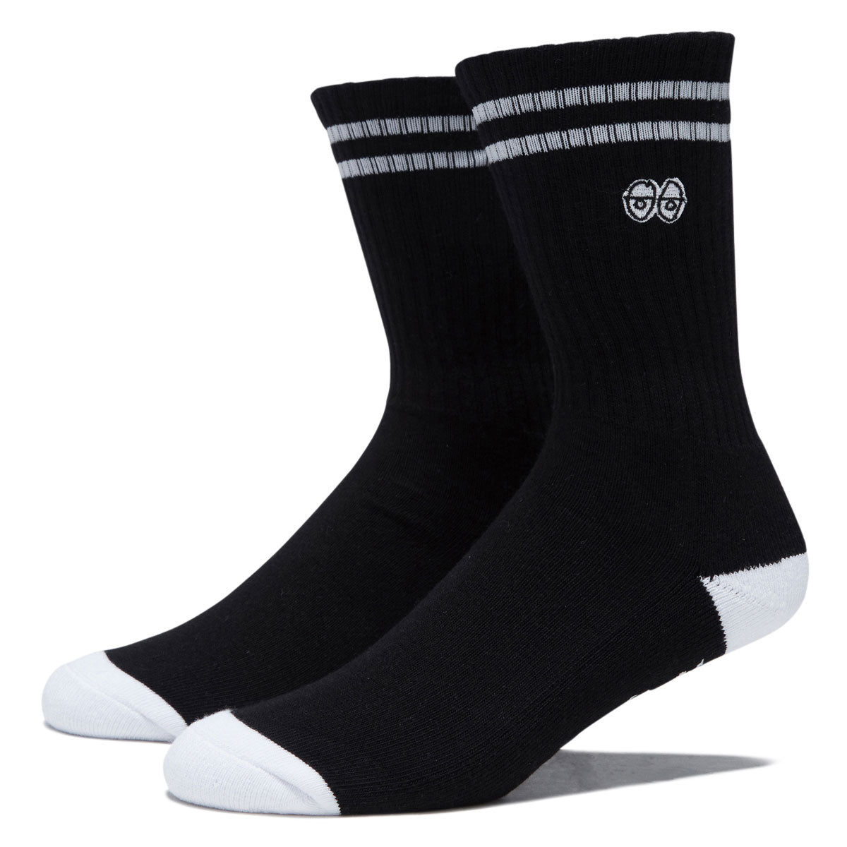Krooked Eyes Emb Socks - Black/White image 1
