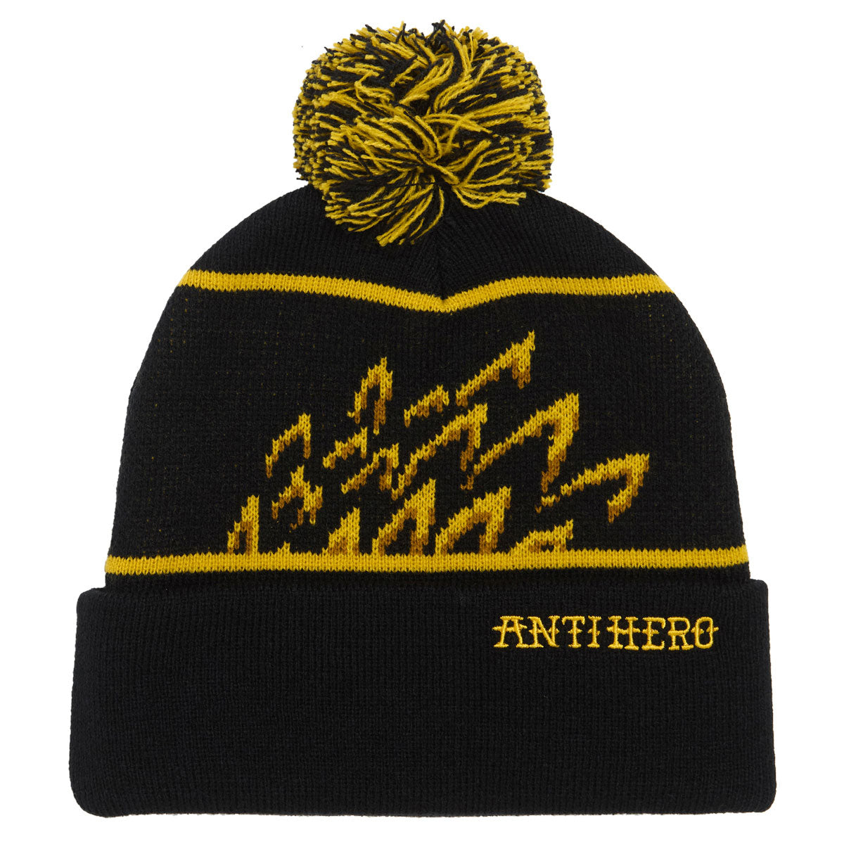 Anti-Hero Eagle Pom Beanie - Black/Yellow image 1