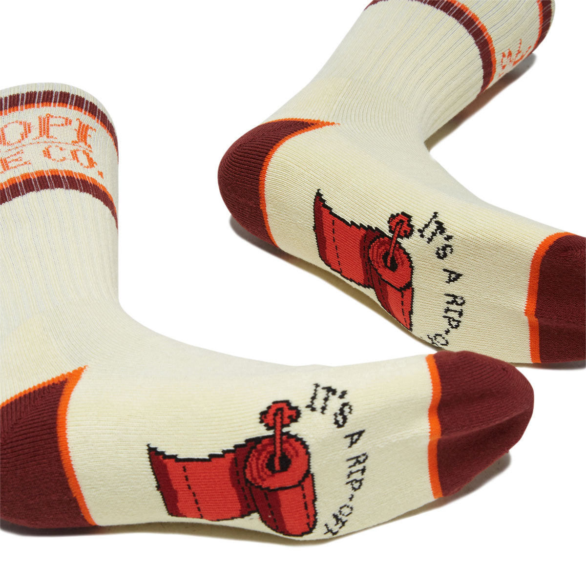 Anti-Hero It's A Rip Off Socks - Cream/Orange/Dark Red image 3