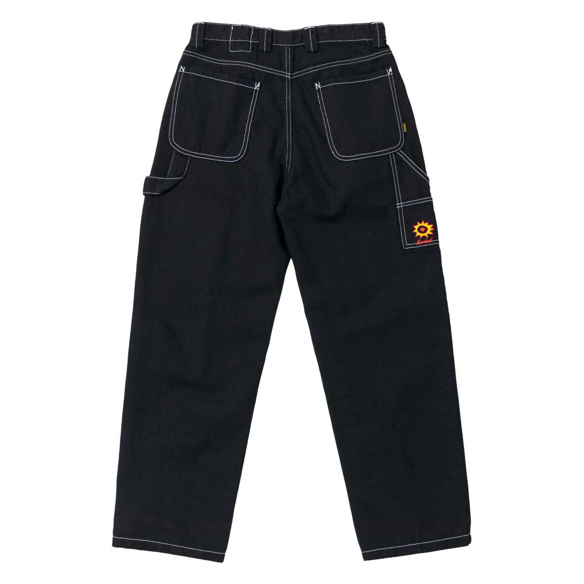 Krooked Sun Heart Carpenter Pants - Black/Yellow/Red Embroidery image 2