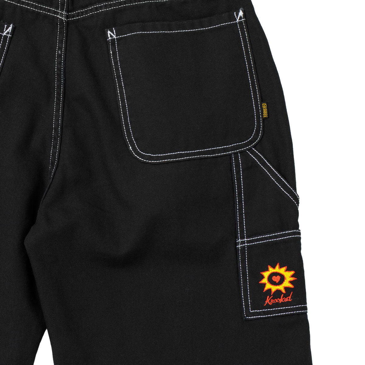 Krooked Sun Heart Carpenter Pants - Black/Yellow/Red Embroidery image 3