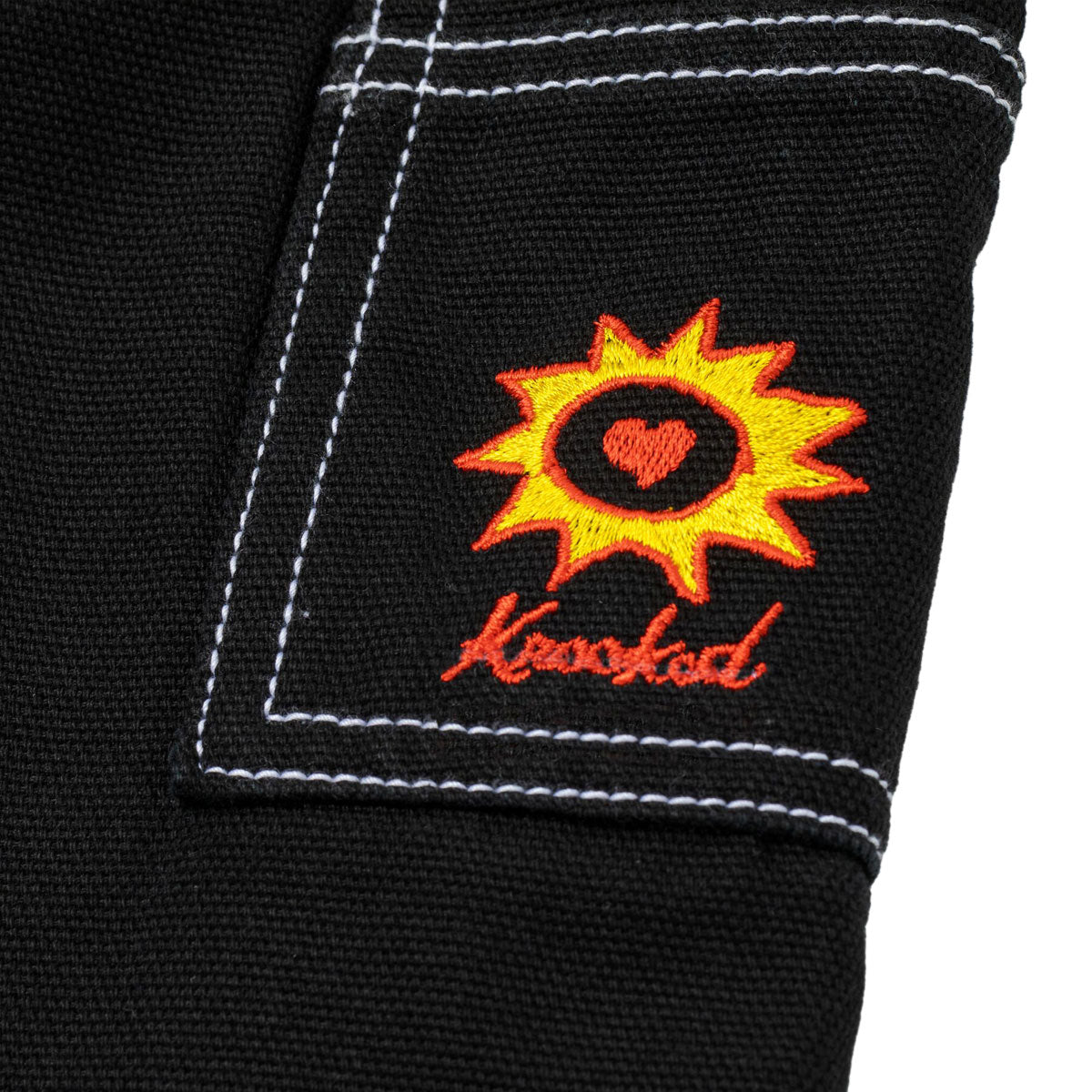 Krooked Sun Heart Carpenter Pants - Black/Yellow/Red Embroidery image 4