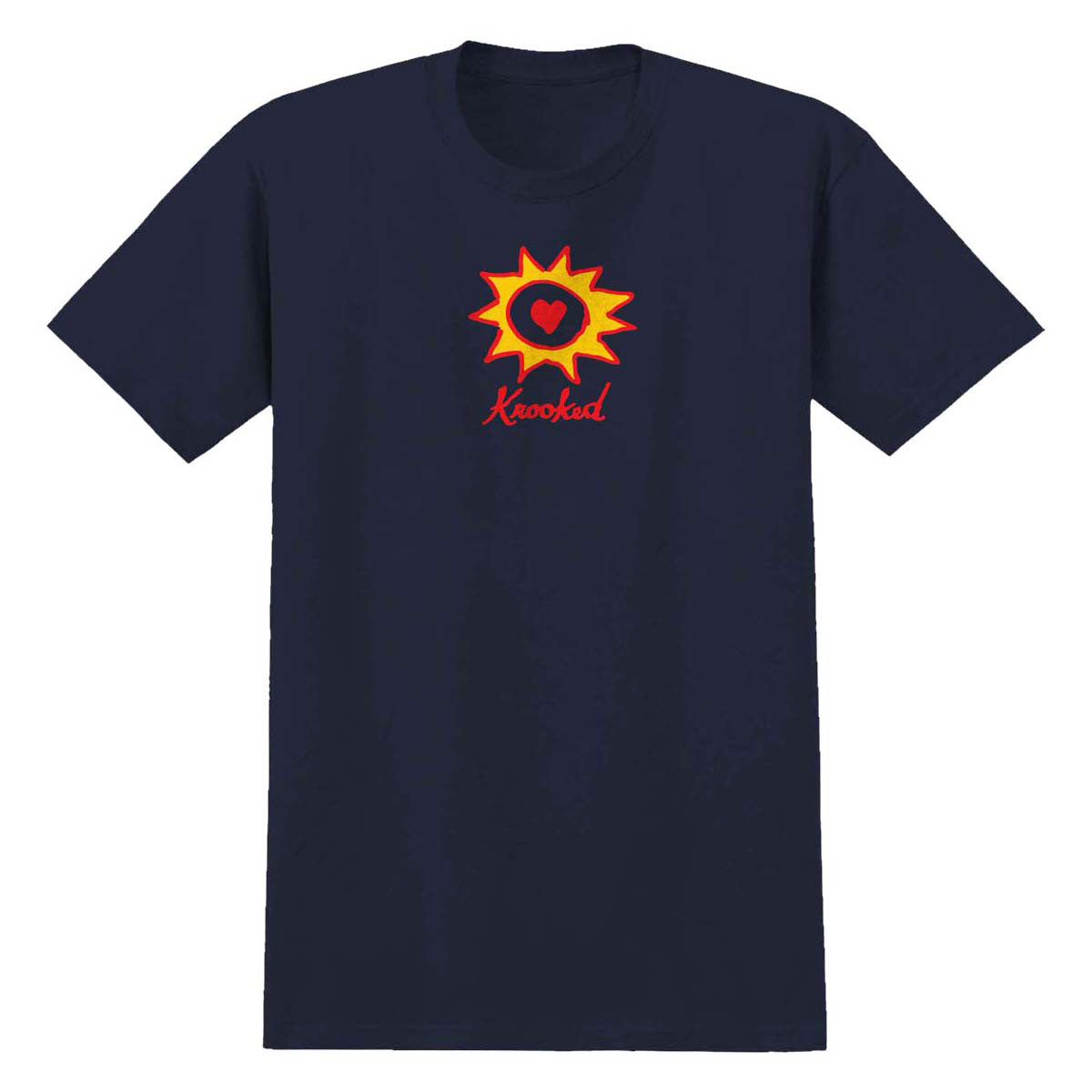 Krooked Sun Heart T-Shirt - True Navy/Red/Yellow Print image 1