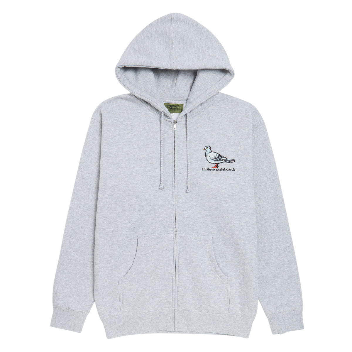 Anti-Hero Lil Pigeon Emb Zip Hoodie - Grey Heather/Multi Color Embroidery image 1