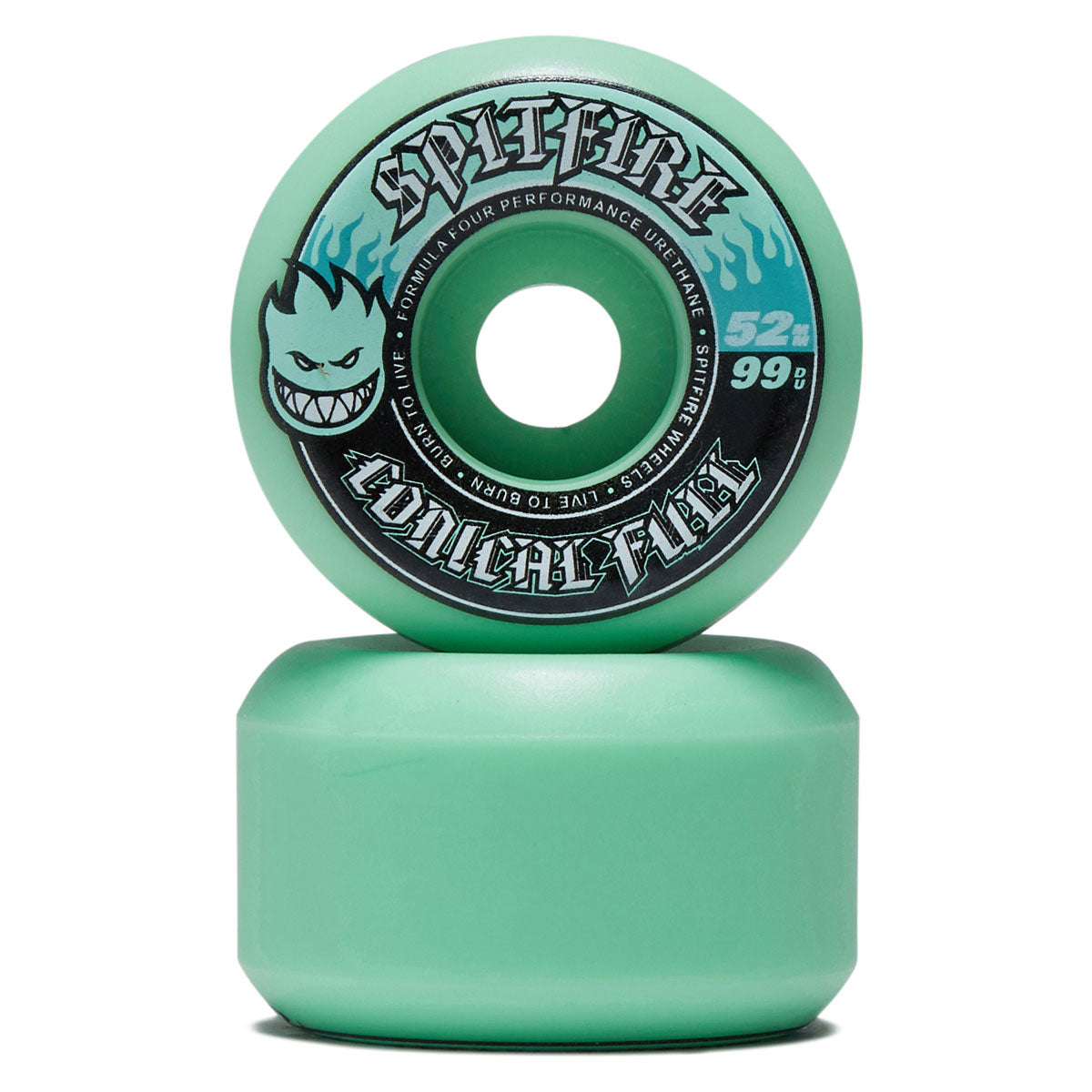 Spitfire F4 99 Team Color Pack Conical Full Skateboard Wheels - Teal - 52mm image 2