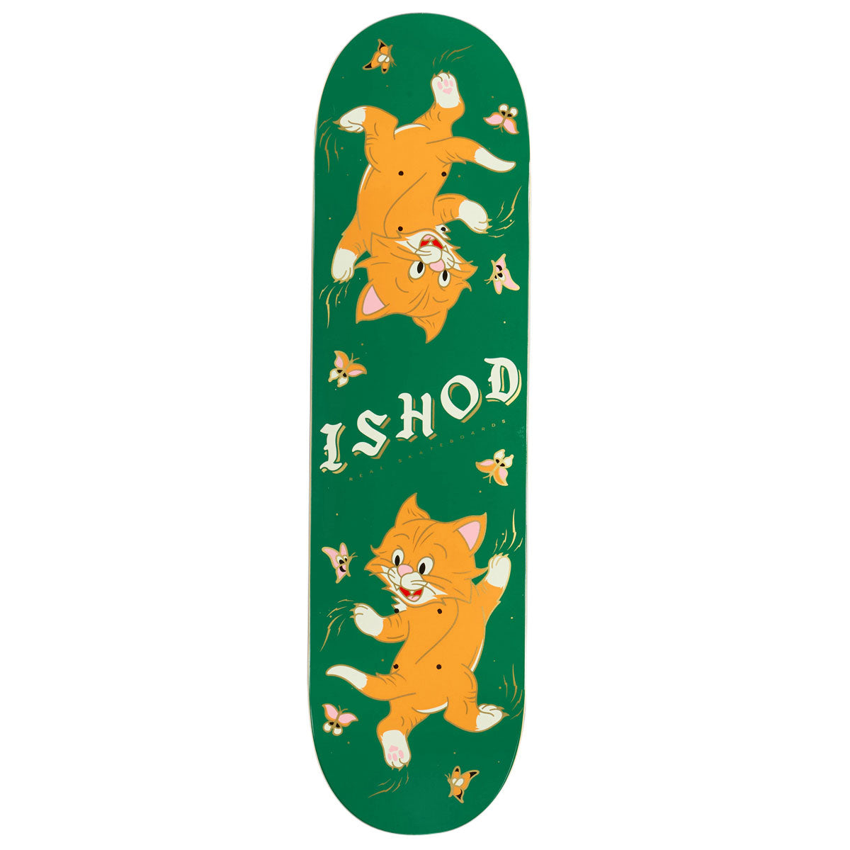 Real Ishod Kitten Scratch Twin Tail Slick Skateboard Deck - Green - 8.30