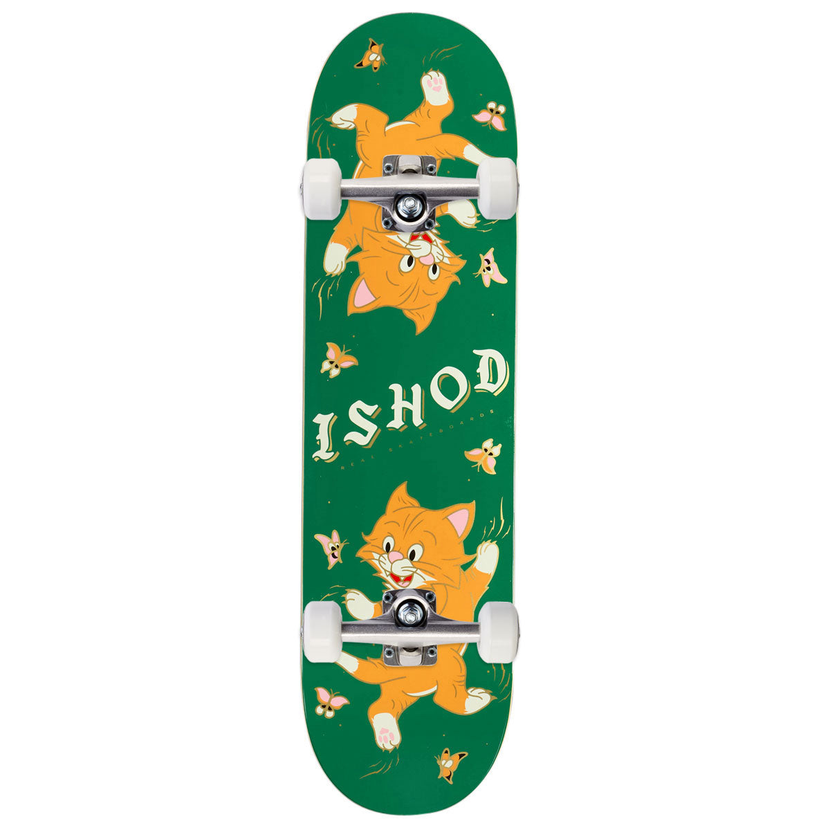 Real Ishod Kitten Scratch Twin Tail Slick Skateboard Complete - Green - 8.30