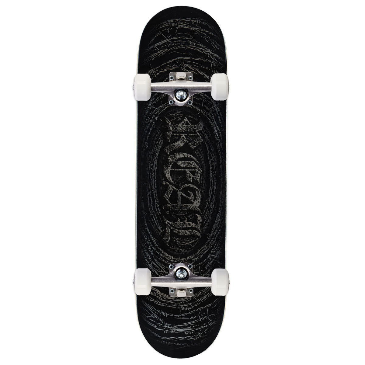 Real Team Barbed Wire Foil Oval Skateboard Complete - Black - 8.12