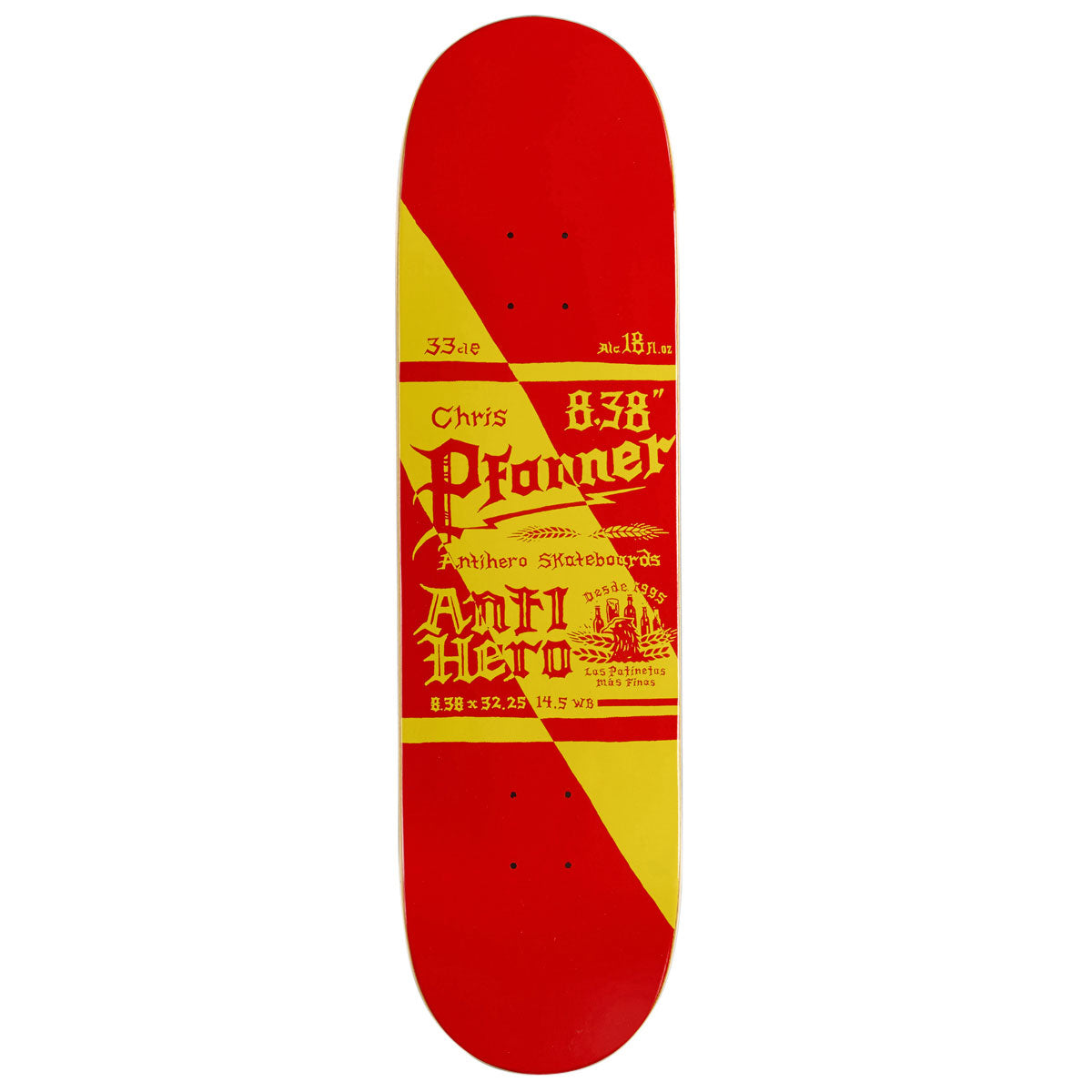Anti-Hero Pfanner Mas Refrescos Skateboard Deck - Red - 8.38