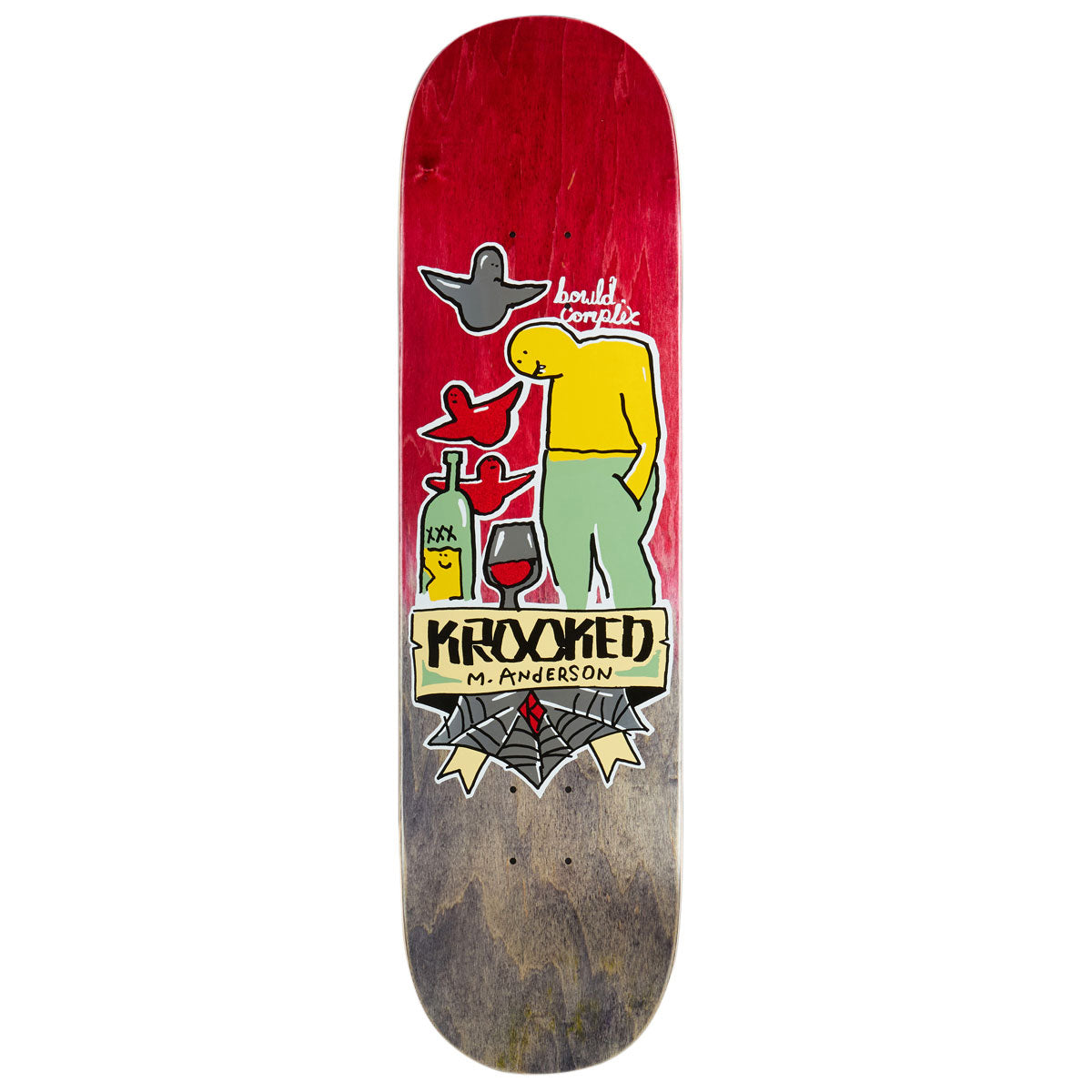 Krooked Manderson Complex Skateboard Deck - Maroon/Black - 8.38