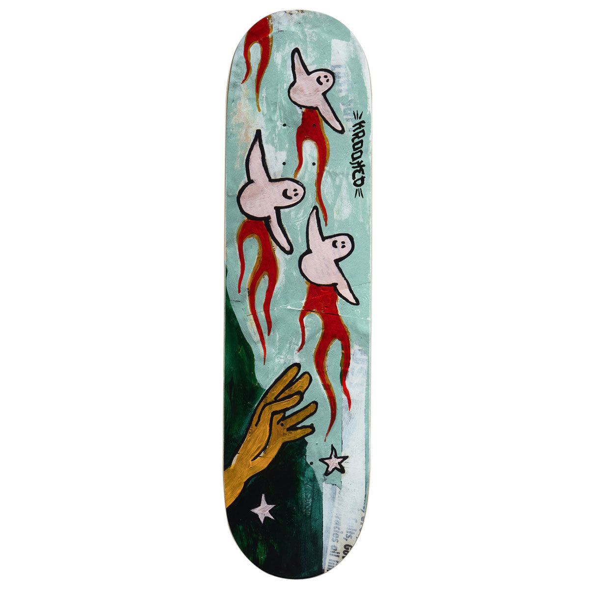 Krooked Team Firebirds Skateboard Deck - Green - 8.12