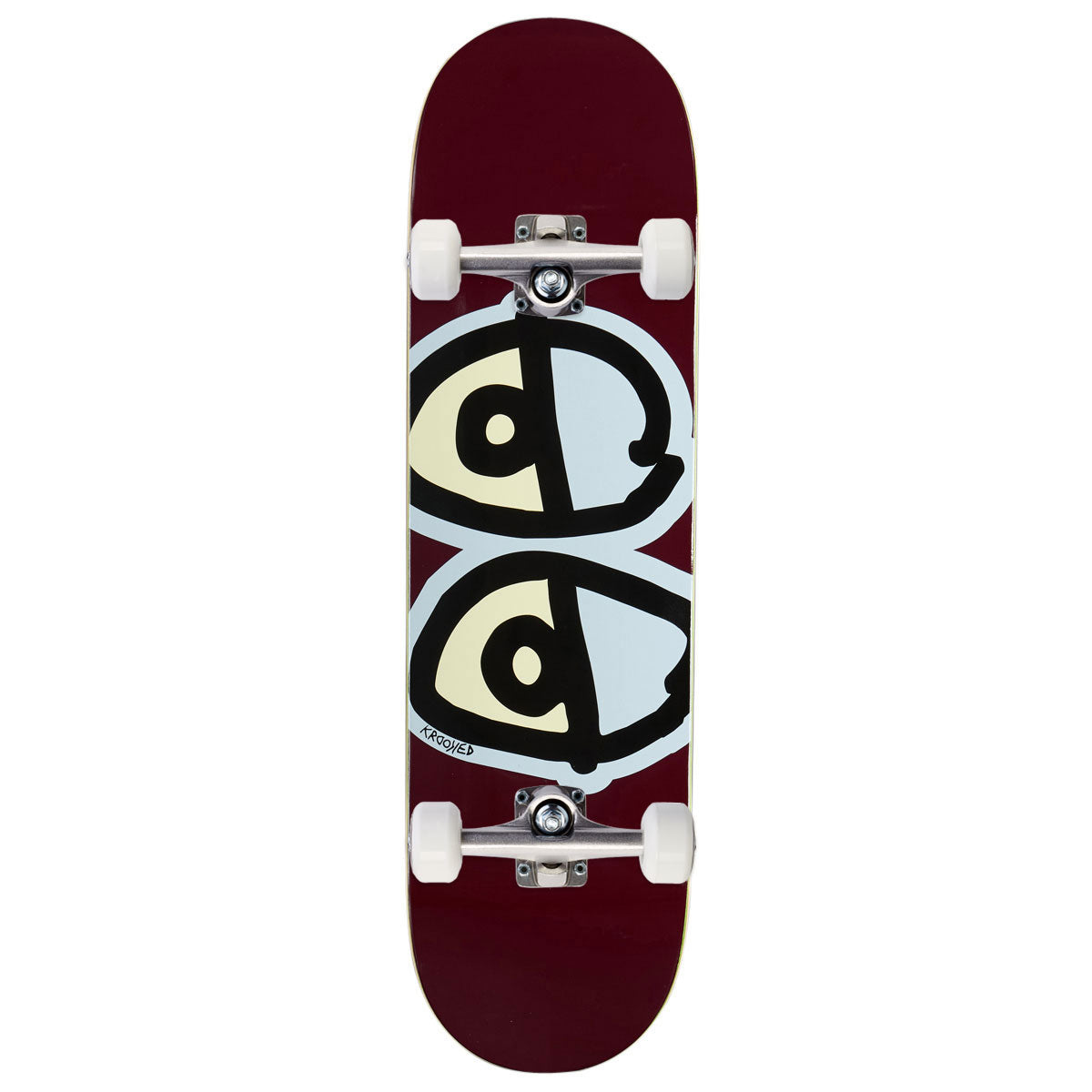 Krooked Team Eyes Skateboard Complete - Maroon - 8.75
