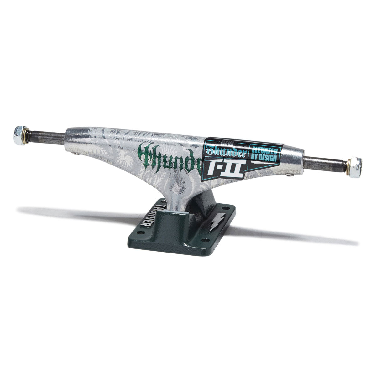 Thunder T-II Team Catalyst Re-Gen Skateboard Trucks - Polished/Green - 148mm image 1