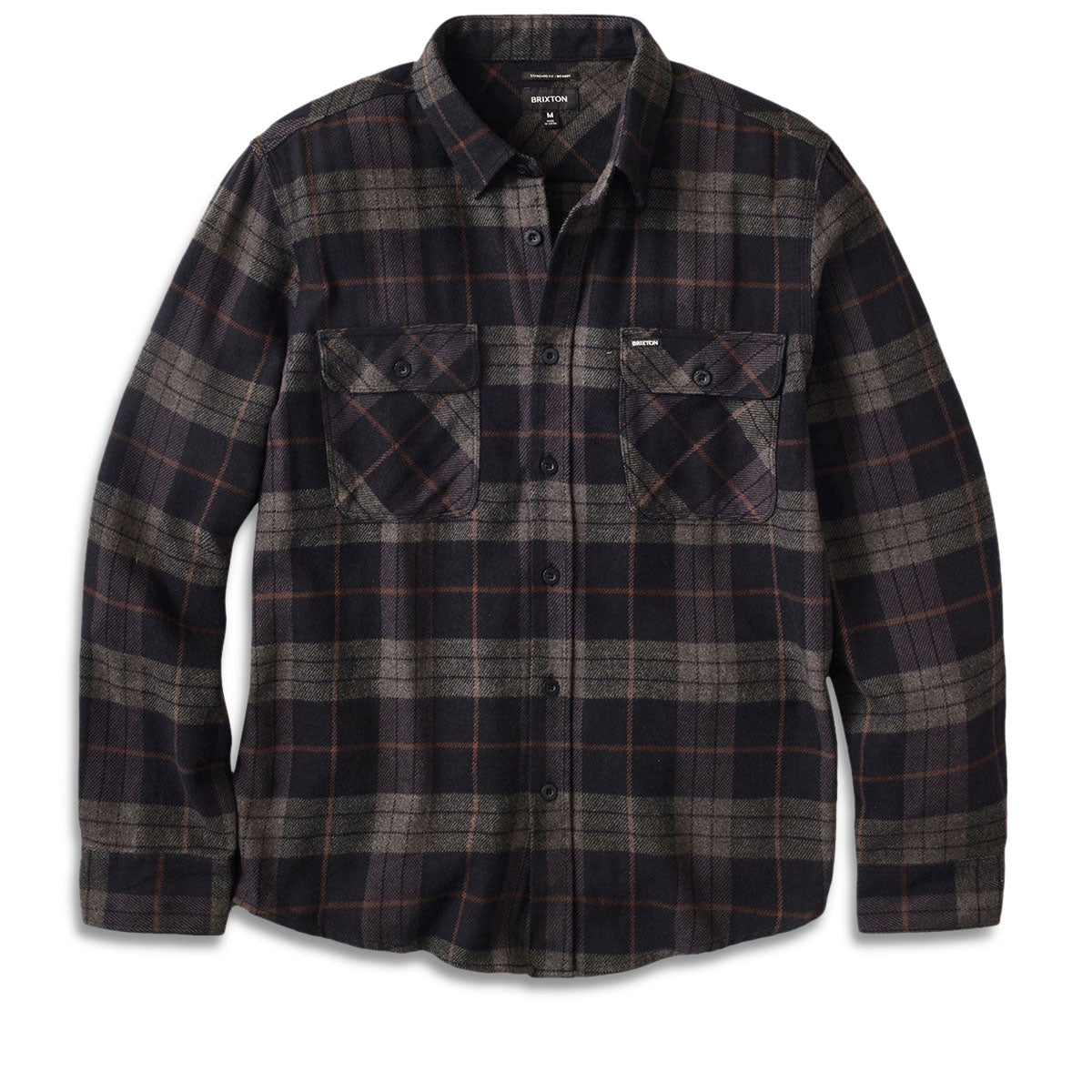 Brixton Bowery Flannel Long Sleeve Shirt - Black/Charcoal image 3