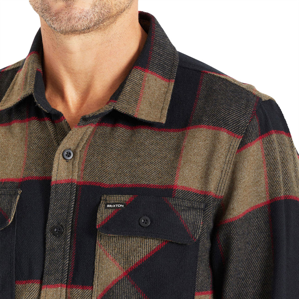 Brixton Bowery Flannel Long Sleeve Shirt - Heather Grey/Charcoal image 2