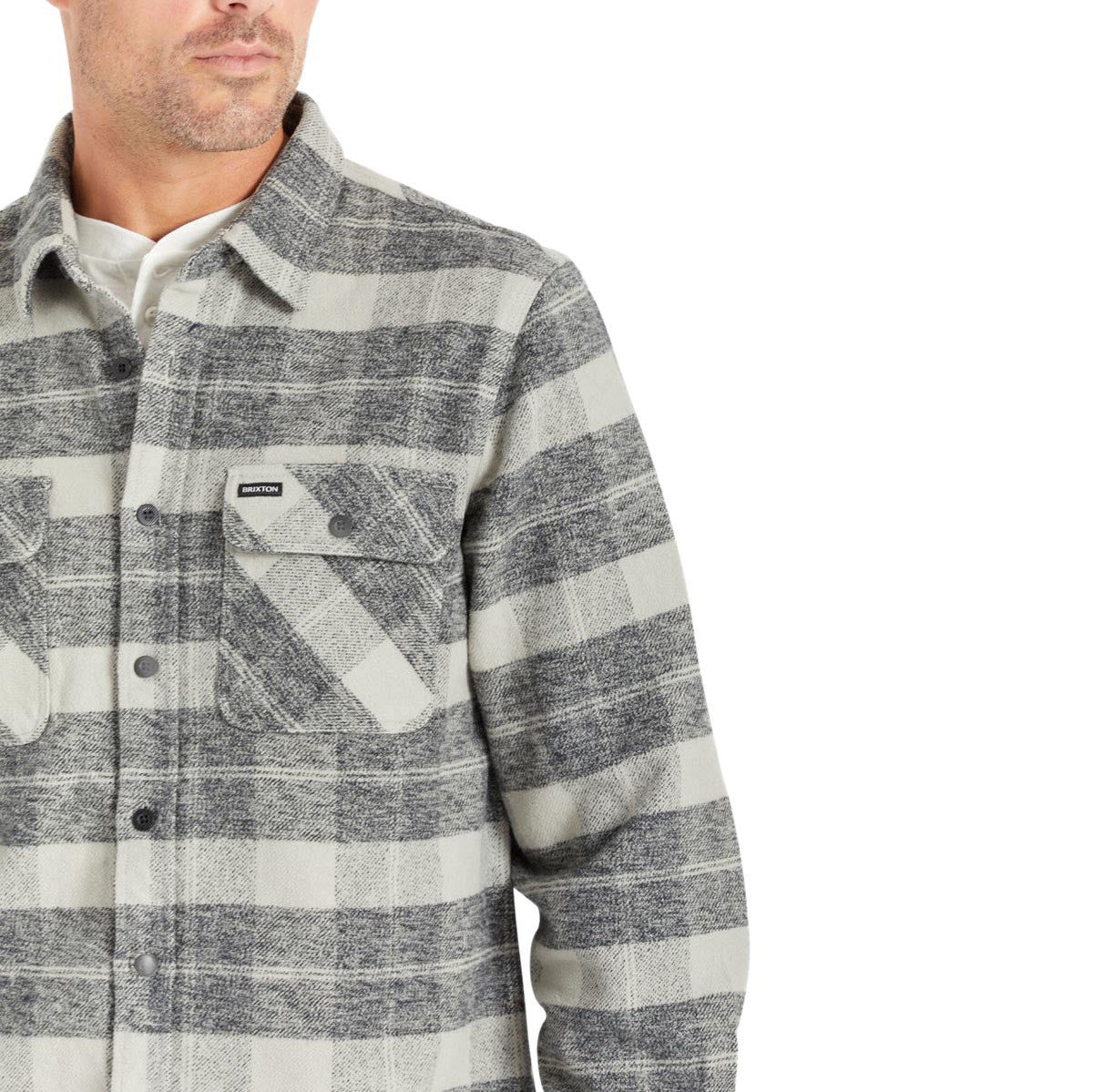 Brixton Bowery Heavyweight Long Sleeve Flannel Shirt - Black/Charcoal image 4