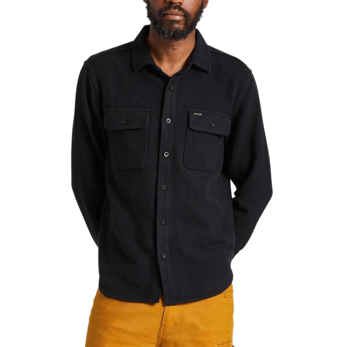 Brixton Bowery Textured Twill Over Shirt - Black image 1