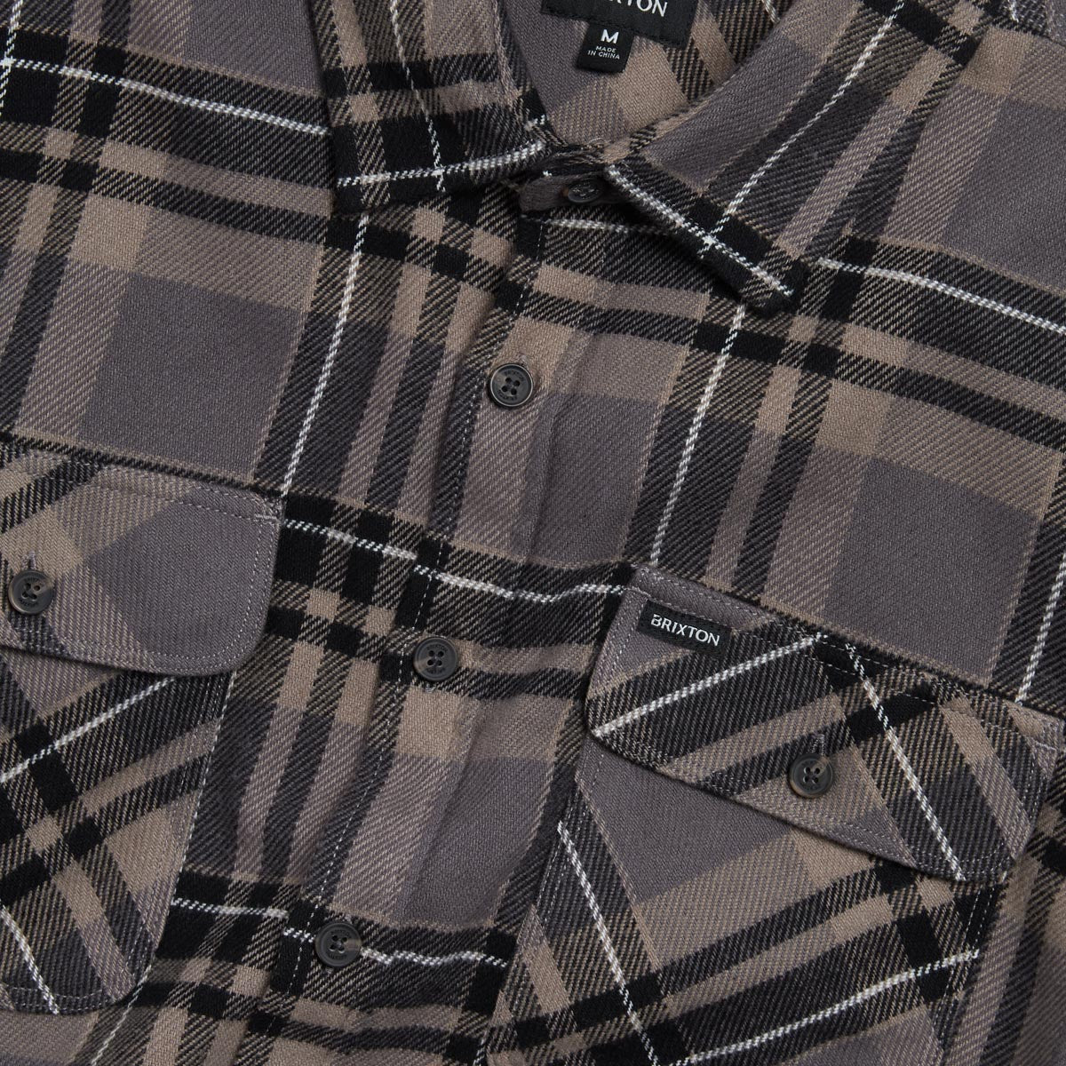 Brixton Bowery Long Sleeve Flannel Shirt - Charcoal/Black/Cinder Grey image 3