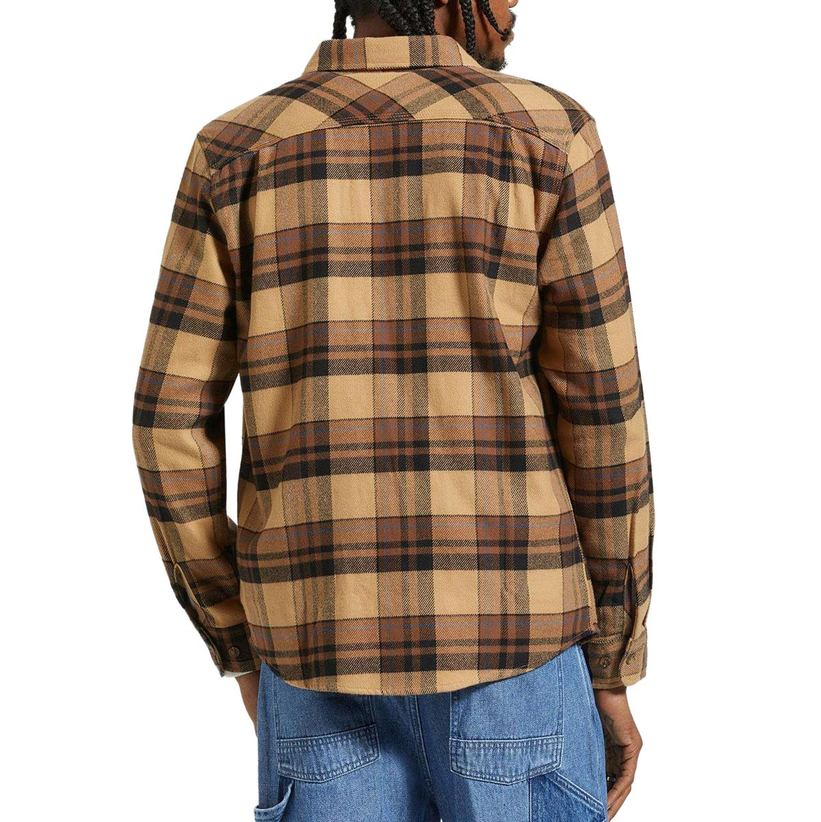 Brixton Bowery Long Sleeve Flannel Shirt - Tiger's Eye/Pinecone Brown/Washed Black image 2