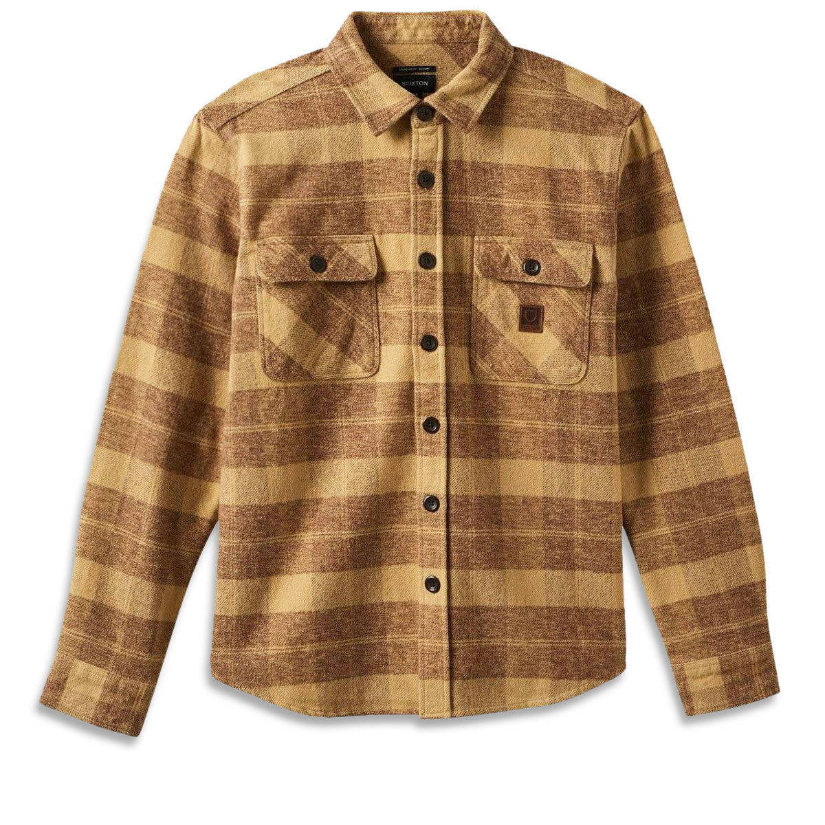 Brixton Bowery Heavyweight Long Sleeve Flannel Shirt - Curry Yellow/Pinecone Brown image 1