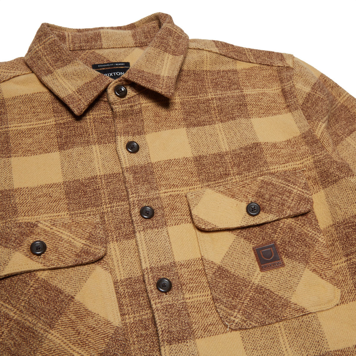 Brixton Bowery Heavyweight Long Sleeve Flannel Shirt - Curry Yellow/Pinecone Brown image 2