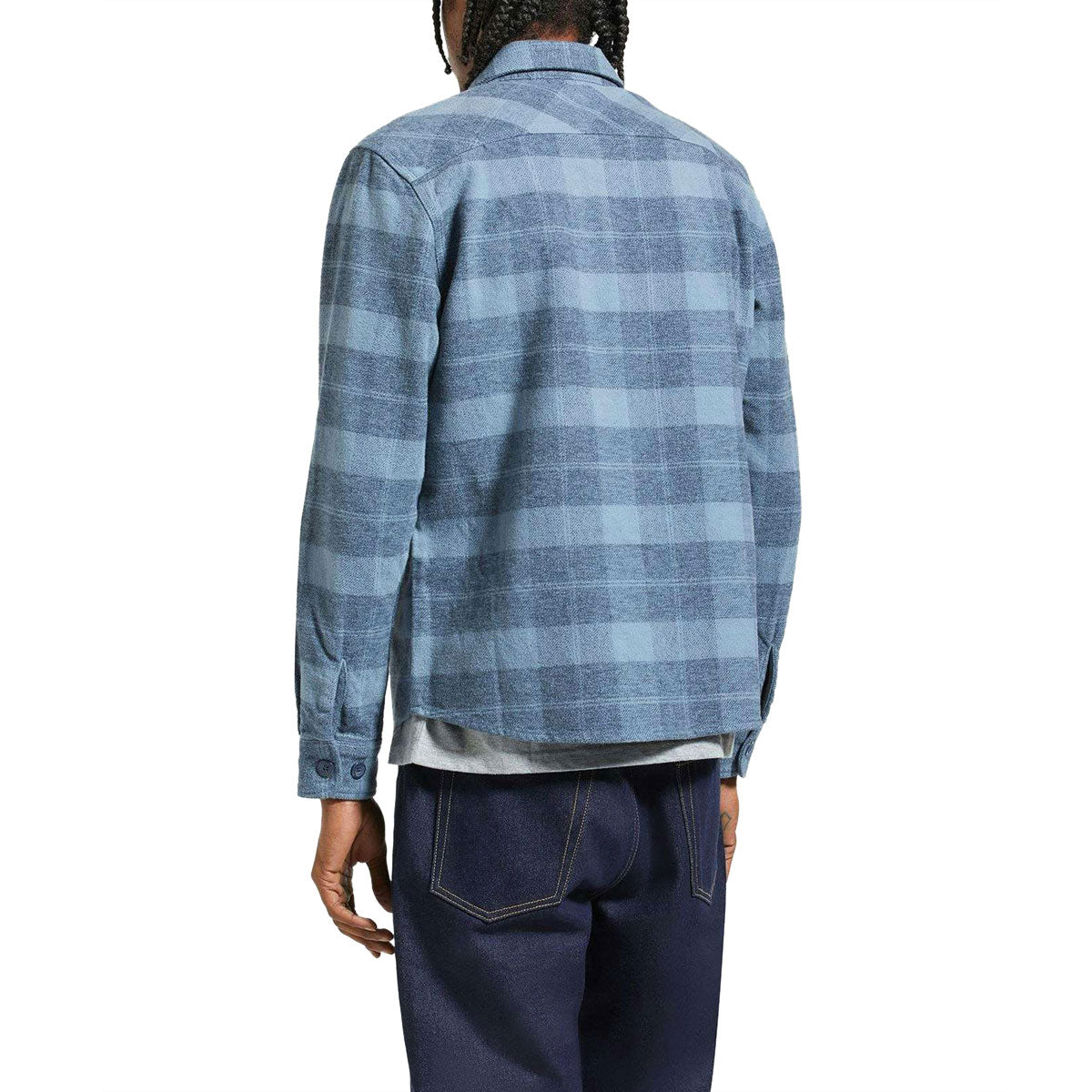 Brixton Bowery Heavyweight Long Sleeve Flannel Shirt - Mirage Blue/Washed Navy image 2