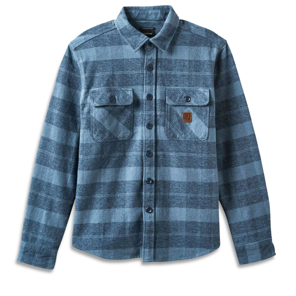 Brixton Bowery Heavyweight Long Sleeve Flannel Shirt - Mirage Blue/Washed Navy image 3