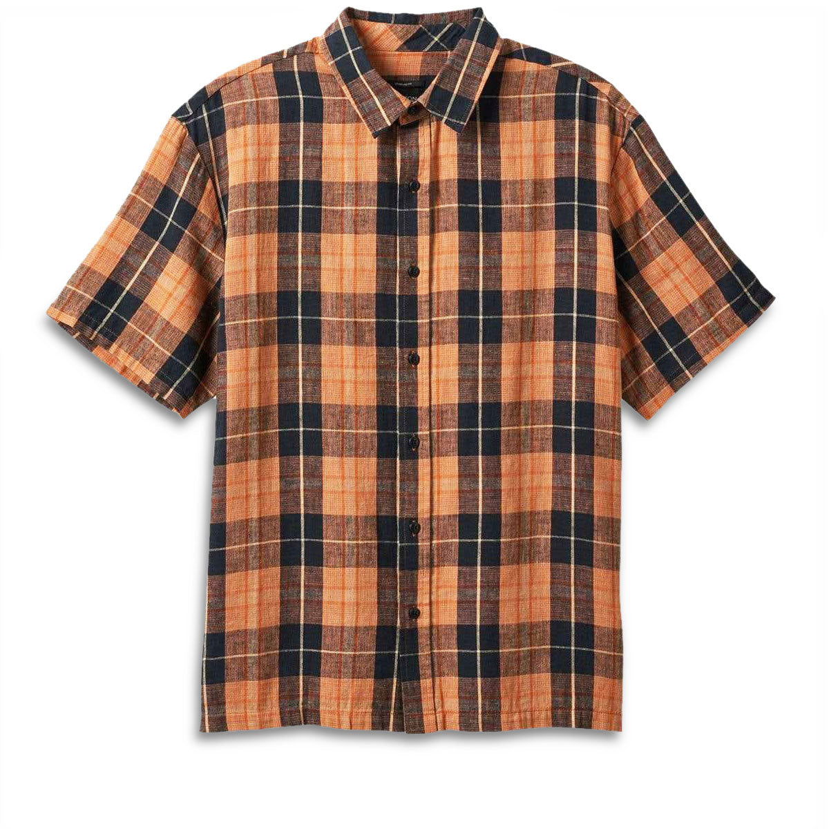 Brixton Cru Linen Blend Woven Shirt - Black/Rust Orange image 3