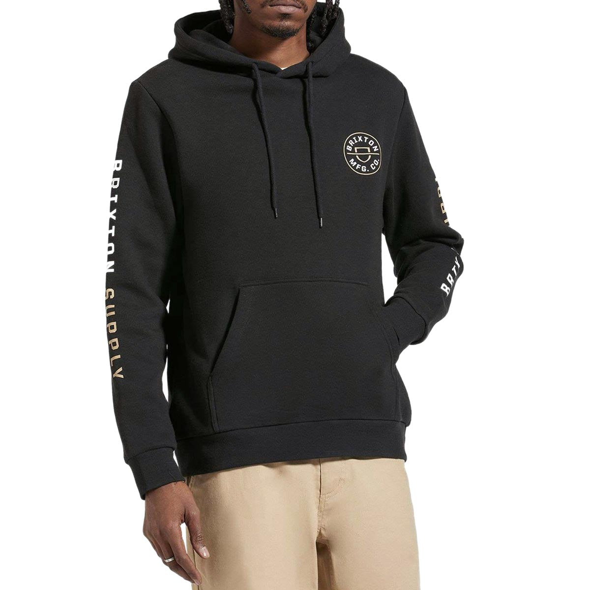 Brixton Crest Hoodie - Black/Sand/White image 1