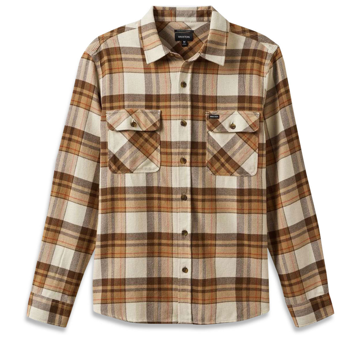 Brixton Bowery Flannel Long Sleeve Shirt - Whitecap/Pinecone Brown image 5