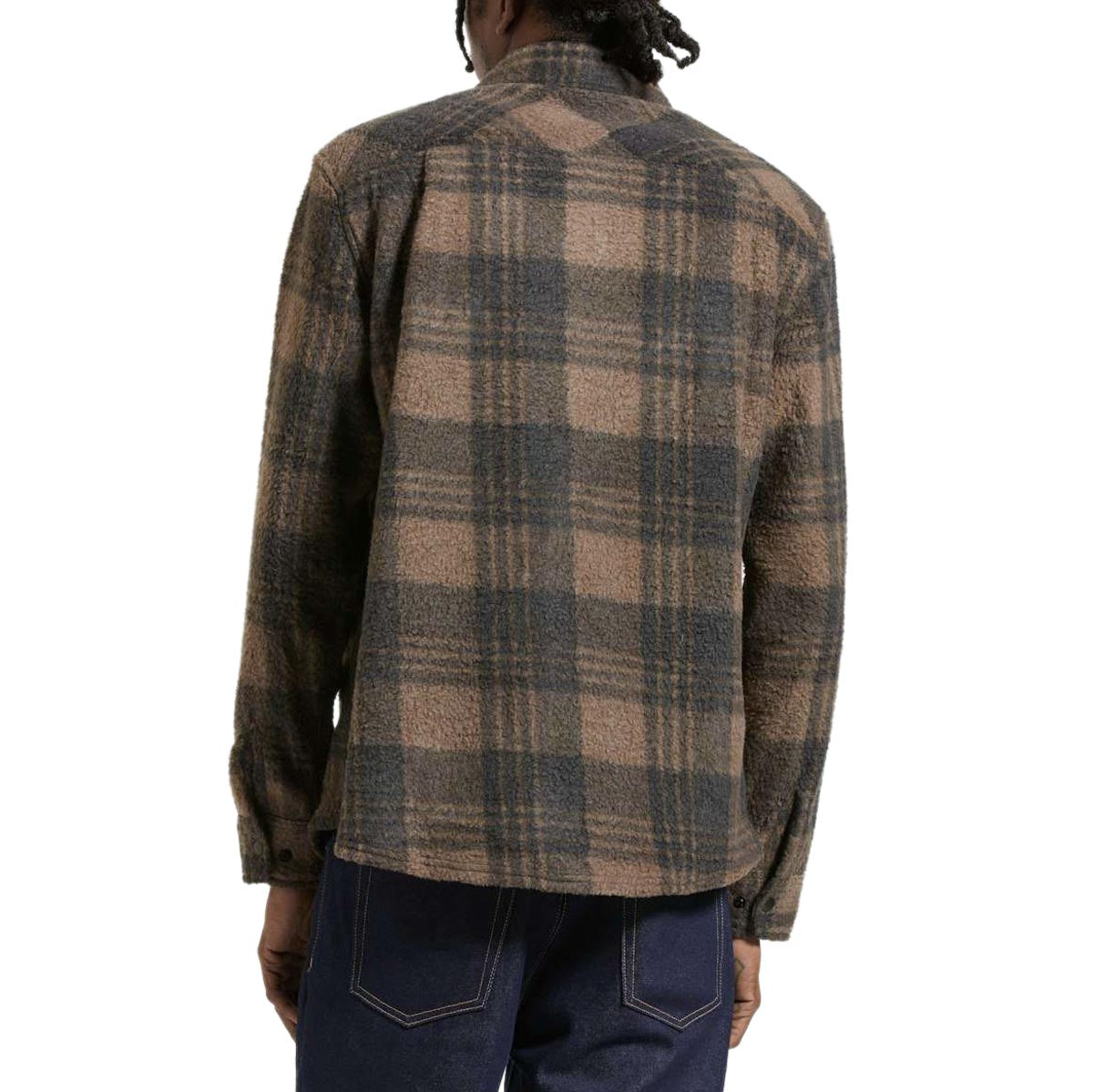 Brixton Bowery Long Sleeve Arctic Stretch Fleece Shirt - Burro Brown/Black Plaid image 2