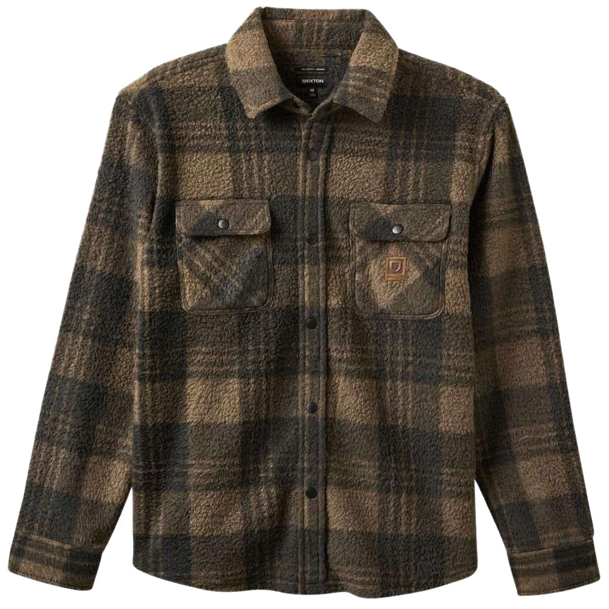 Brixton Bowery Long Sleeve Arctic Stretch Fleece Shirt - Burro Brown/Black Plaid image 3