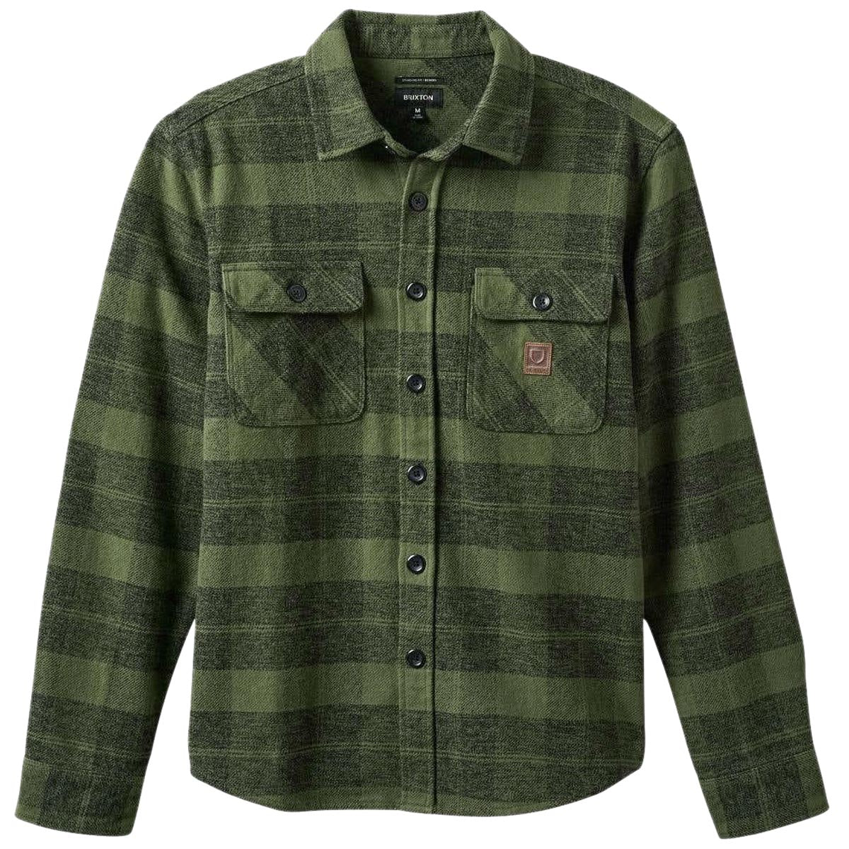 Brixton Bowery Heavyweight Long Sleeve Flannel Shirt - Cypress Green/ Black image 3