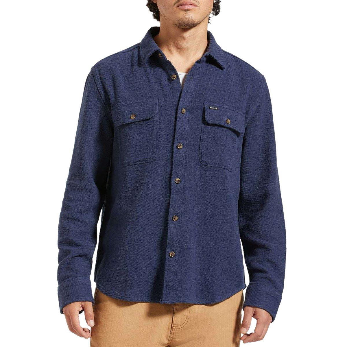 Brixton Bowery Textured Twill Over Shirt - Washed Navy image 1