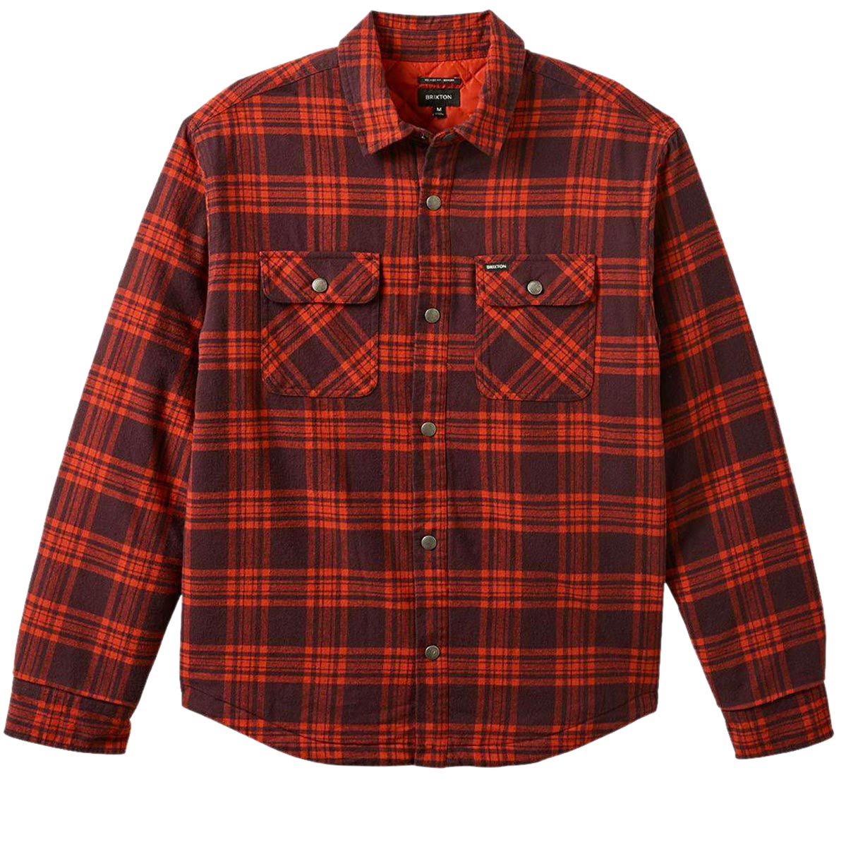 Brixton Bowery Quilted Long Sleeve Flannel Shirt - Bright Red/Mahogandy image 3