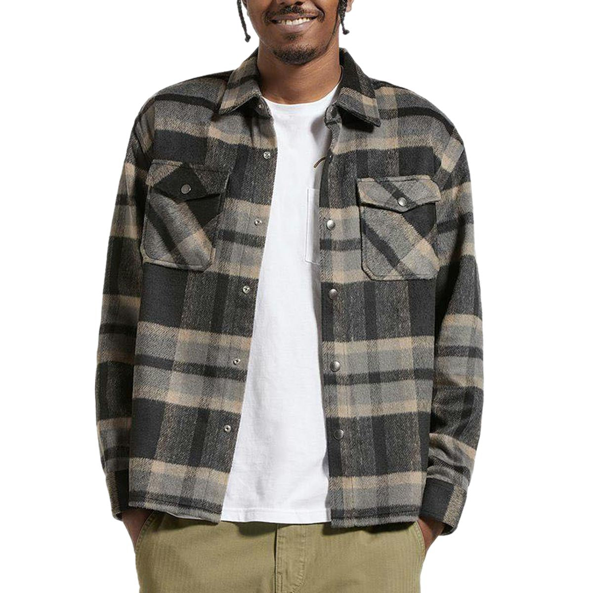 Brixton Selden Soft Brushed Flannel Shirt - Black/Charcoal image 1