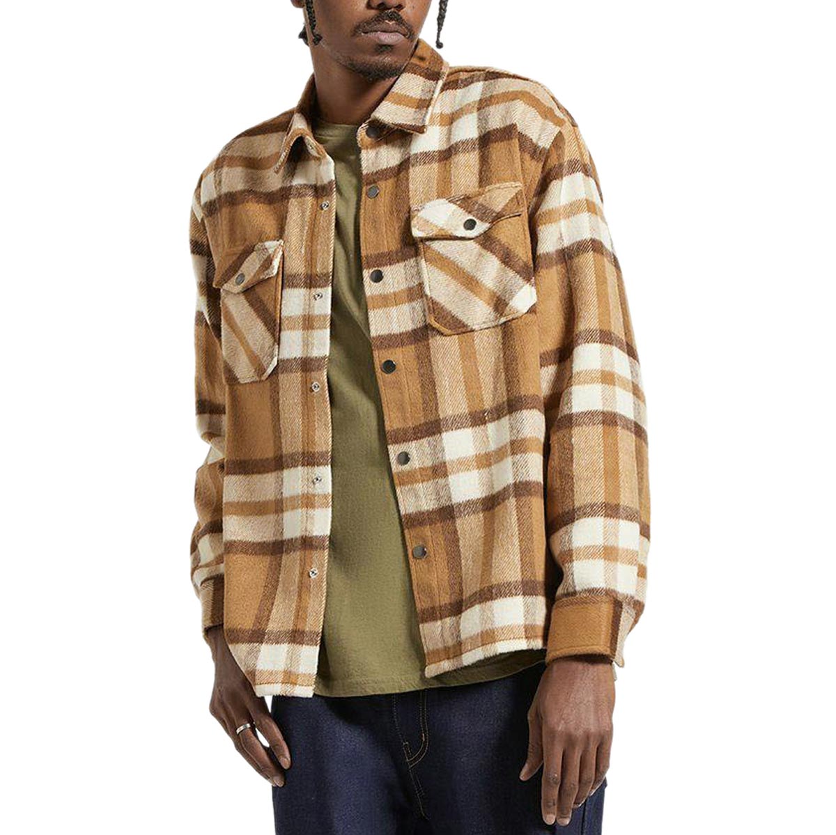 Brixton Selden Soft Brushed Flannel Shirt - Tan/Bison image 1