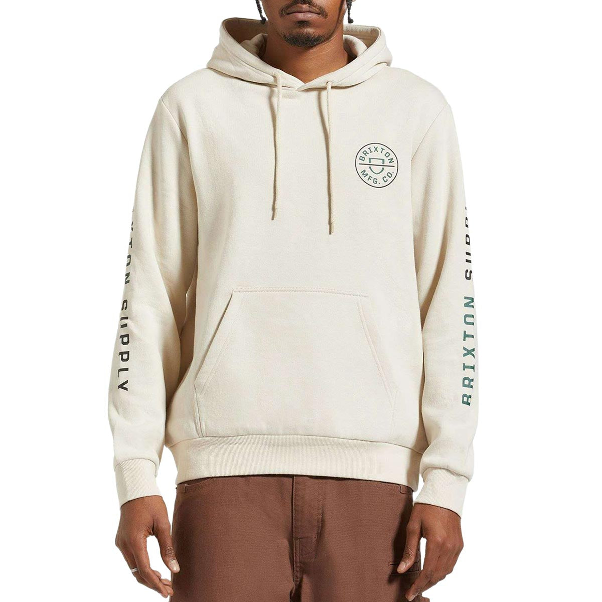 Brixton Crest Hoodie - Beige/Black/Pine Needle image 1