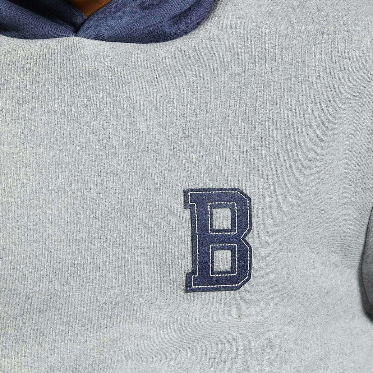 Brixton Retro Heavyweight Hoodie - Heather Grey/Washed Navy image 3