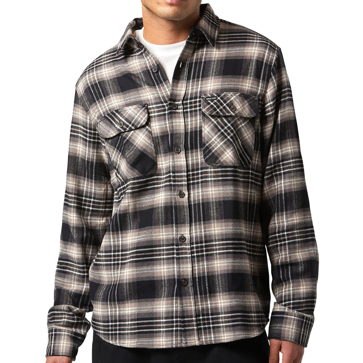 Brixton Bowery Long Sleeve Flannel Shirt - Black/Charcoal/Beige image 1